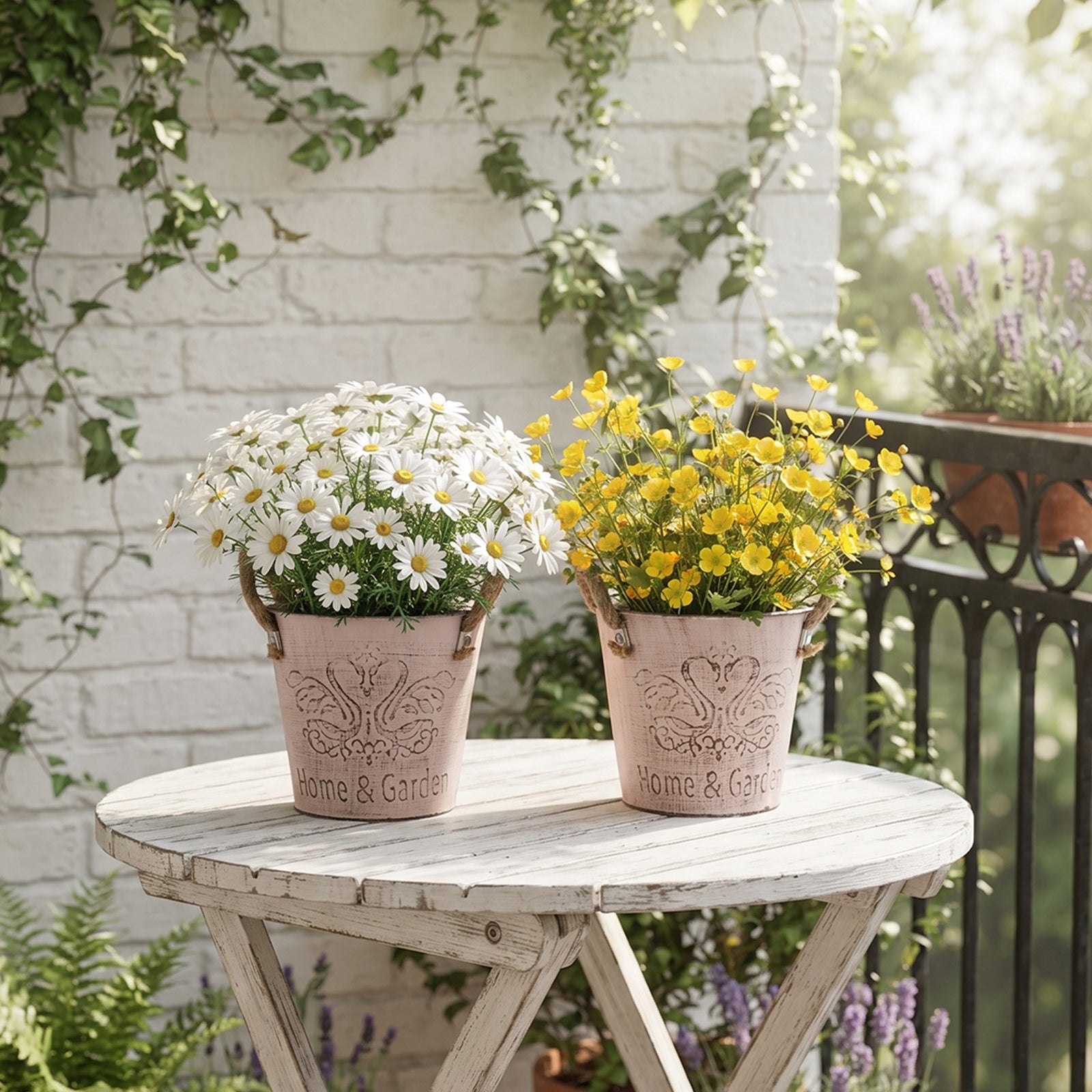Breeins Set Of 2 Vintage Wrought Iron Flower Pots
