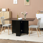 Mobile Drop Leaf Dining Table Folding Desk W/ Wheels Shelves | Black