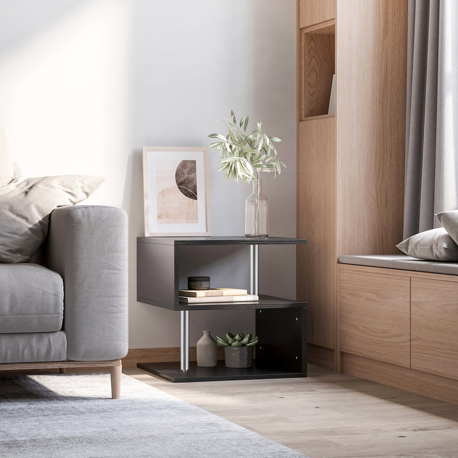 Coffee End Table Side Tv Sofa Stand Office | Black