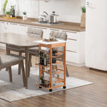 Kitchen Island Trolley W/ 4 Baskets 2 Side Racks Drawer | Brown