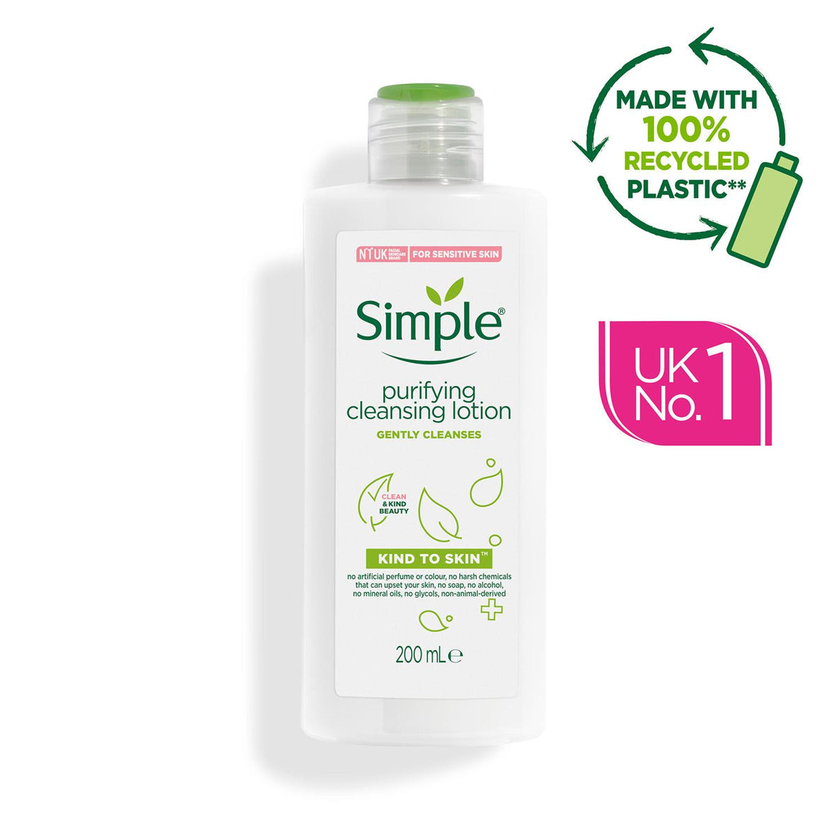6 X 200ml Kind To Skin Purifying Cleansing Lotion For Sensitive Skin | Set of 6 | White