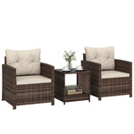 Rattan Garden Furniture Bistro Set With Cushion | Brown