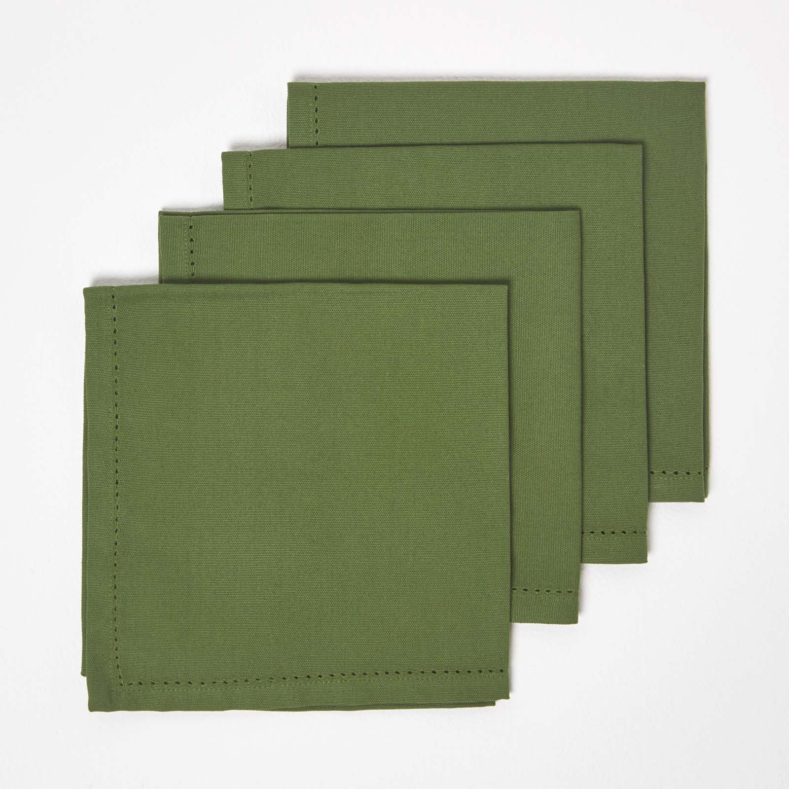 Plain Cotton Fabric 4 Napkins Set | 45cm x 45cm | Dark Olive