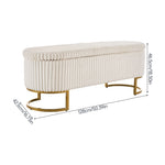 Corduroy Upholstered Storage Bench | White