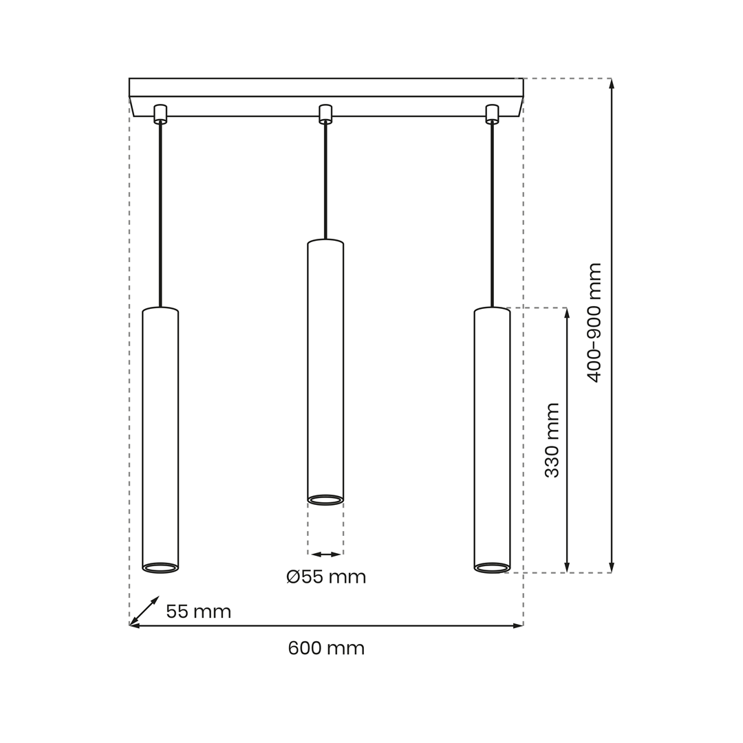 Hudson Triple Pendant Lamp Hand Made High Quality Elegant Cylindrical Design With Matt Finish