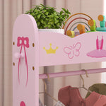 Kids Clothes Rail, Dress Up Rail W/ 2 Storage Shelves, 70 X 37 X 103cm | Pink