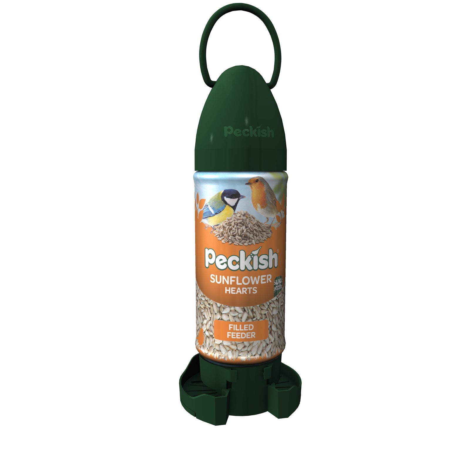 Sunflower Hearts Filled Feeder, Refillable And Recyclable | Green