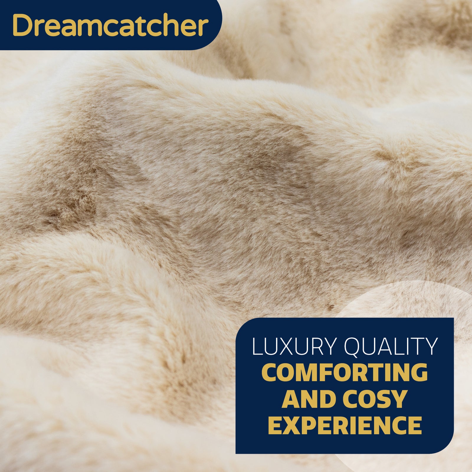 Blanket Throw Soft Faux Fur 160 X 130cm Fleece Overblanket Fluffy Blanket  For Sofa & Beds | L | Cream