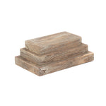 Wood Shallow Wooden Plinth Tray | Set-of-3 | Brown