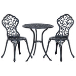 Bistro Set Garden Coffee Table Chair Outdoor Dining Set | Black