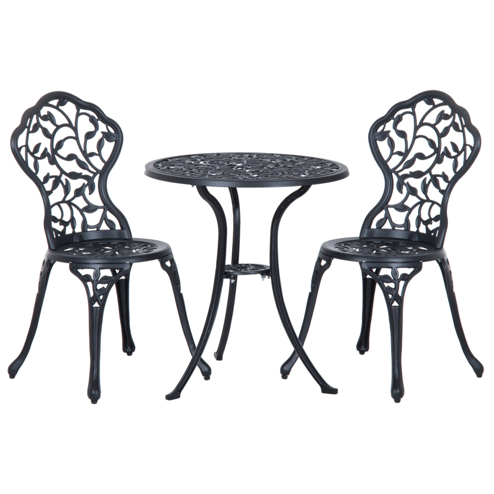 Bistro Set Garden Coffee Table Chair Outdoor Dining Set | Black