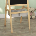3 In 1 Kids Easel With Paper Roll, Storage Baskets - Natural