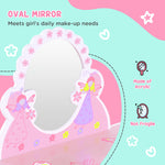 Make Up Play Set Desk Chair Mirror Girls Pink Dressing Table With Stool Mdf Pink