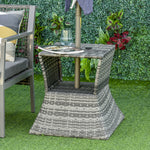 Rattan Side Table Outdoor Tea Coffee Table W/ Umbrella Hole