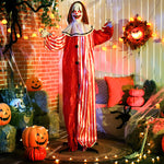 Sound Activated Halloween Animatronics Clown With Red Light Up Eyes