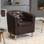 Lodi Studded Back Pu Tub Chair With Dark And Light Legs | Brown