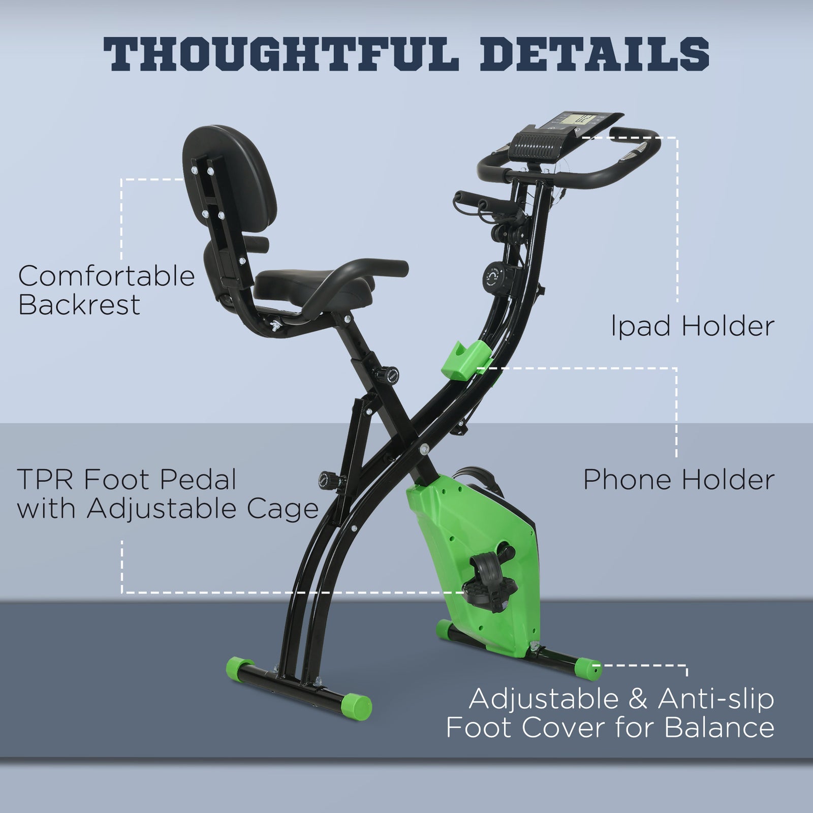 2-in-1 Folding Exercise Bike With 8-level Magnetic Resistance | Green