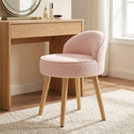 Teddy Fleece Dressing Table Stool With Rubberwood Legs | Pink