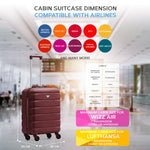 55x40x23cm Lightweight 4 Wheel Carry-on Cabin Suitcase 30+ Airline Approved - Overhead Luggage | 55 x 40 x 23cm | Burgundy