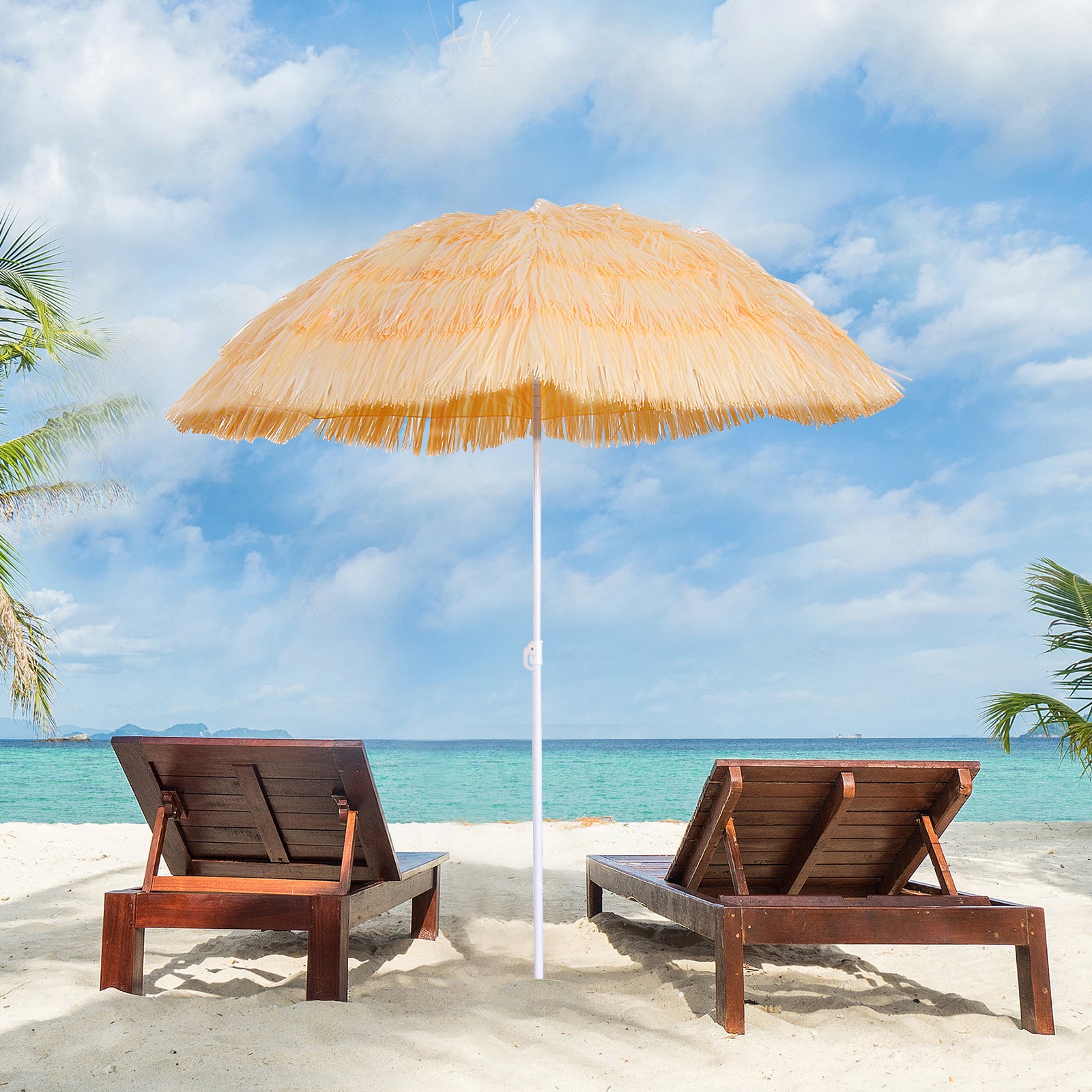 1.6m Hawaii Beach Sun Umbrella - Folding Parasol | Yellow