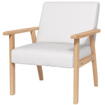 Accent Chair With Wood Frame Wide Seat Linen Armchair