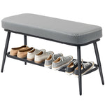 Shoe Bench, Pu Leather Shoe Storage Bench For Entryway | Grey