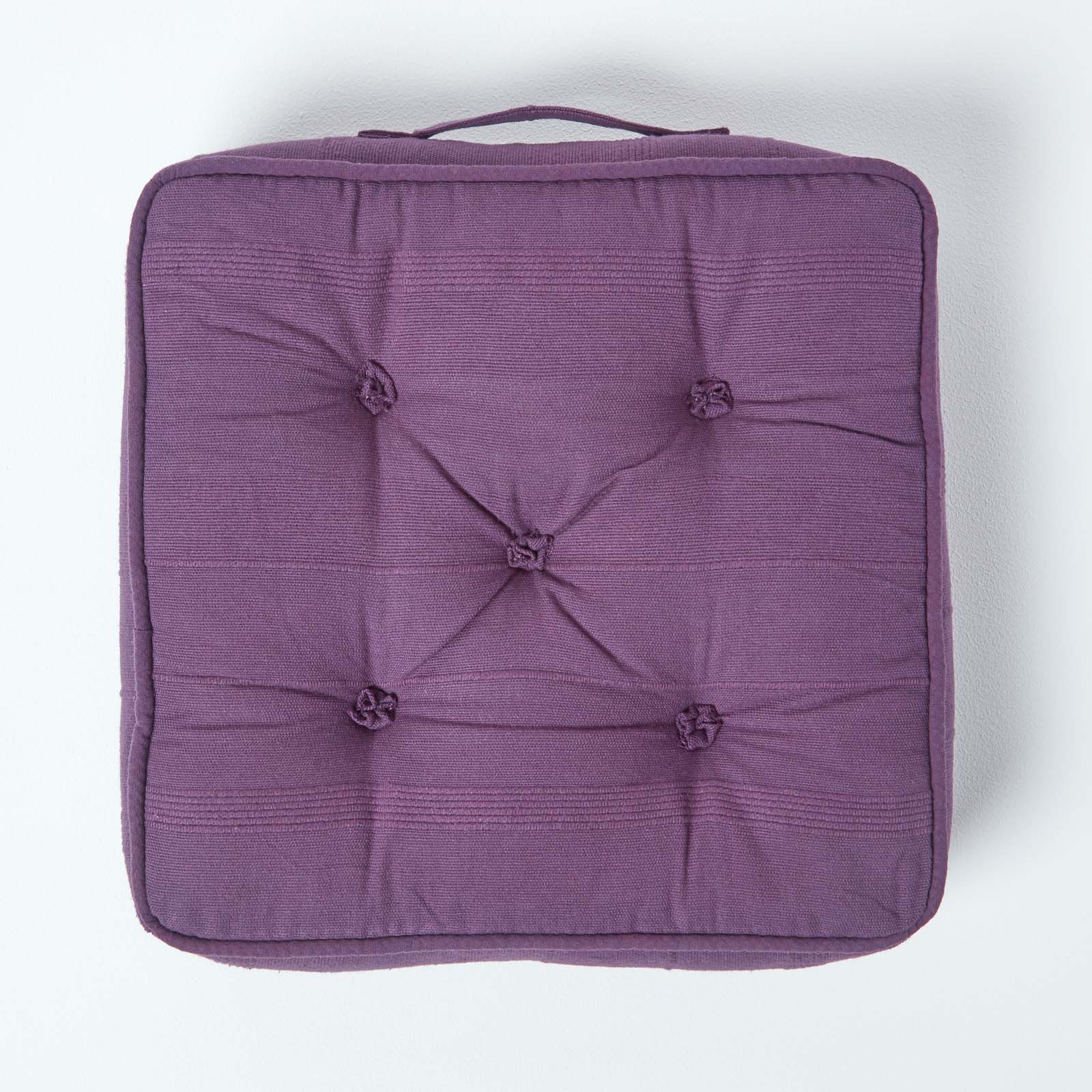 Rajput Ribbed Cotton Floor Cushion | 40cm x 40cm | Purple
