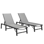 Folding Sun Lounger, 5-position Adjustable Sunbed | Light Grey