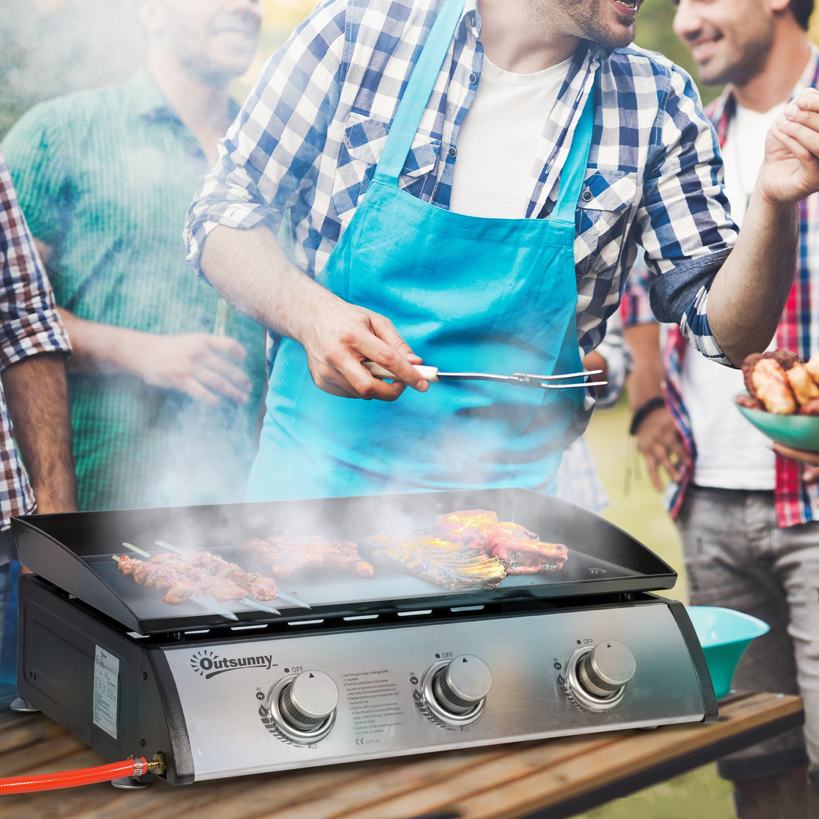 Gas Plancha Grill, Multi Burner | Large | Silver