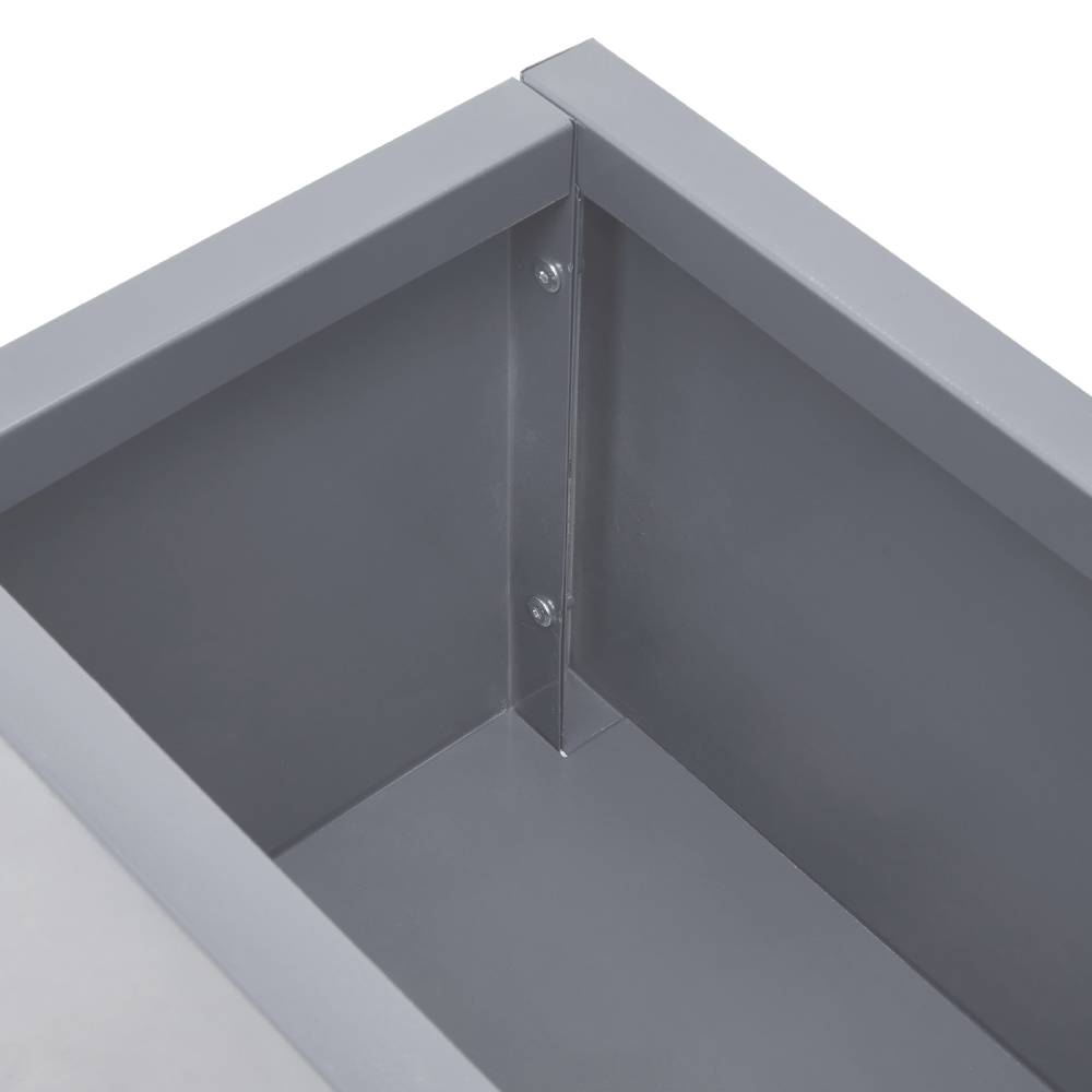 Zinc Galvanized Steel Planter Box With Drainage Hole –rectangle Raised Planter Box Outdoor Balcony Garden Trough Pot | Large | Light Grey