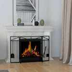 3 Panel Folding Fire Guard With Tool Doors Fire Screen
