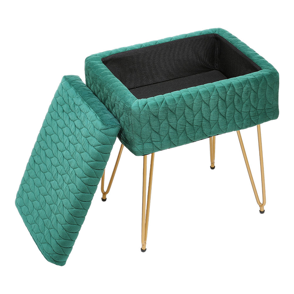 Rectangle Upholstered Storage Ottoman Vanity Stool