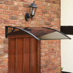 1m Grey Door Canopy Uv Stabilised Solid Polycarbonate Rain Shelter Black Brackets