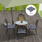 Set Of 4 Outdoor Seat Cushion W/ Ties, For Garden Furniture | Blue