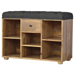 Solid Wood Black Tweed 1 Drawer Bench