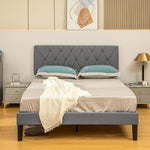 Double/king Bed Frame W/ 5 Level Adjustable Linen Headboard | King