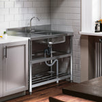 100cm/120cm W X 50cm D X 89.5cm H Bathroomdeco Stainless Steel One Compartment Sink With Shelves | Small