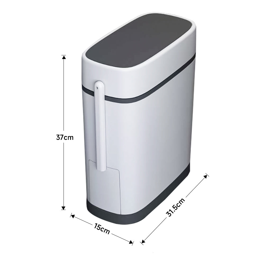 Slim Plastic Trash Can With Built-in Toilet Brush