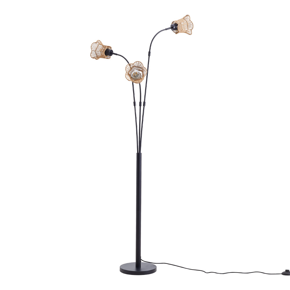 Paper Rope String-wrapped Lampshade Floor Lamp