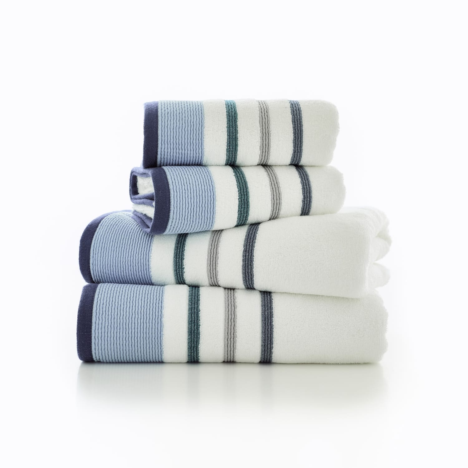 Portland Stripe Supersoft Cotton Towel Ultra-plush Striped Luxury | Hand Towel | Blue