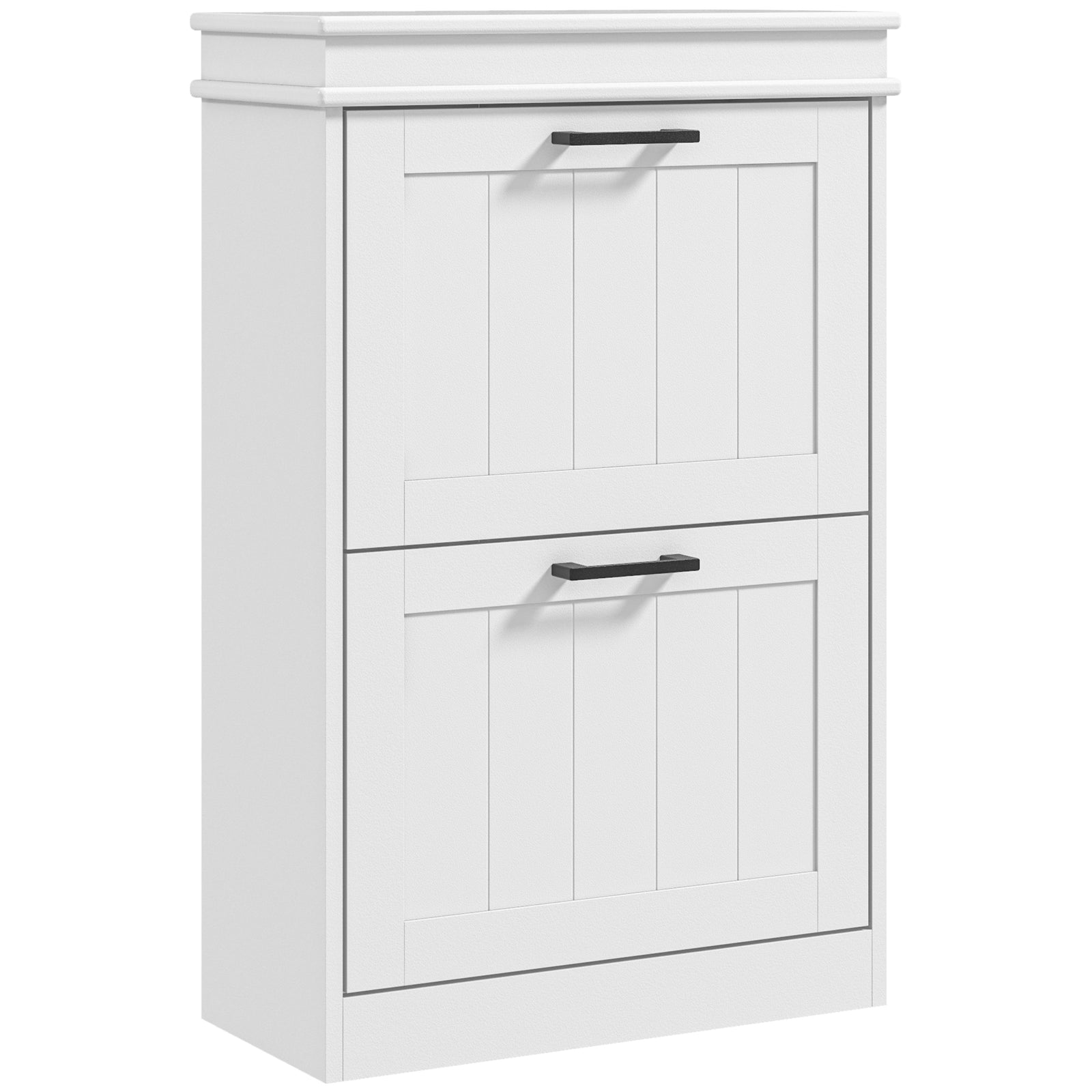 Slim Shoe Storage Cabinet With 2/3 Flip Drawers For Entryway | Medium | White