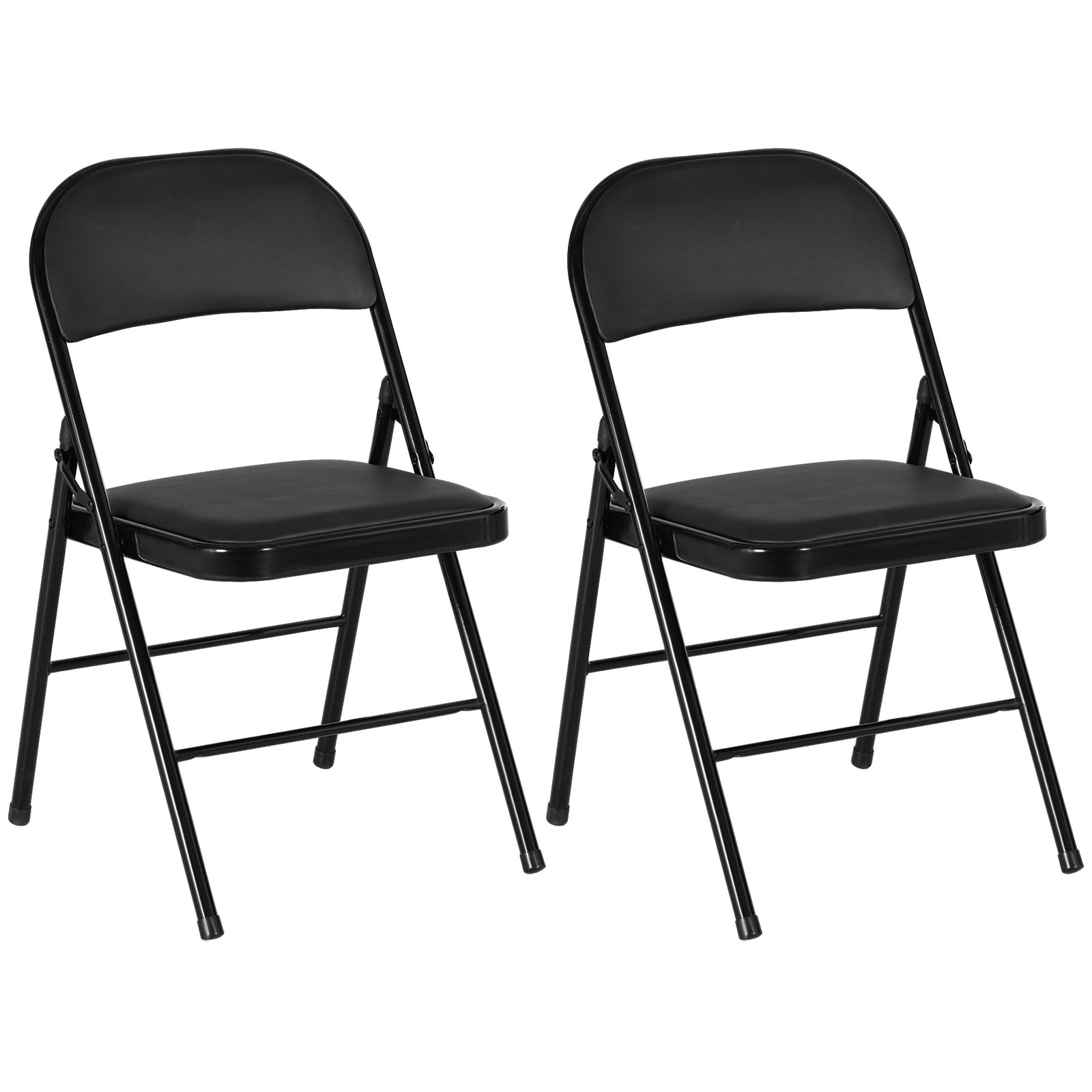 2 Pack Padded Folding Chairs, Cushioned | Black
