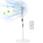 HOMCOM 18" Pedestal Fan With Sleep Mode, Oscillating Standing Fan, White