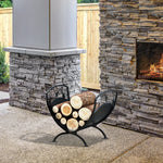 Iron Folding Log Rack W/ Scroll Panels