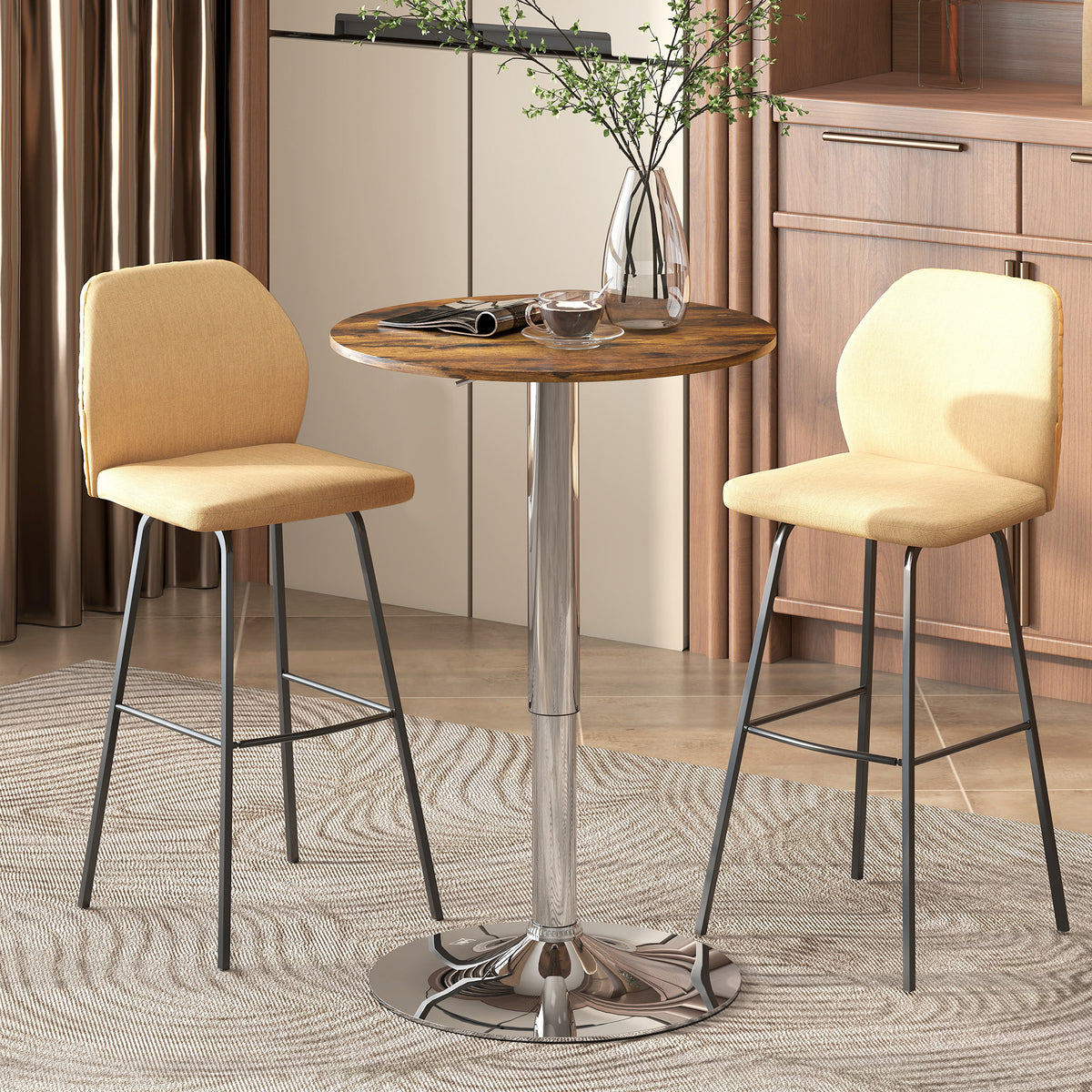 HOMCOM Round Bar Table, Swivel Bistro Table With Adjustable Height