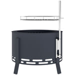 58cm Portable Fire Pit W/ Grill, Black
