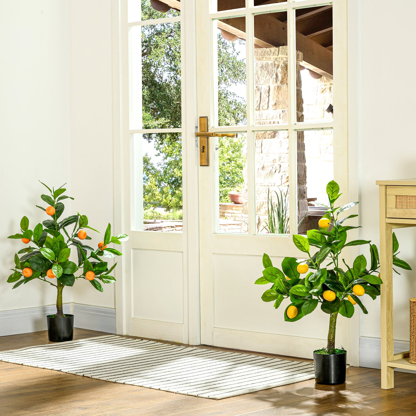 Set Of 2 60cm Potted Artificial Plants Tabletop Fruit Trees
