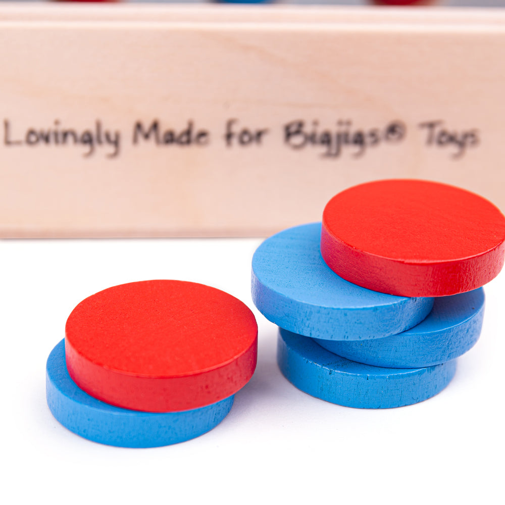 Bigjigs Toys Wooden Four In A Row Game, Classic Two Player Board Game