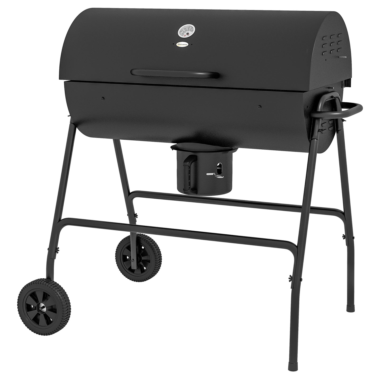 Charcoal Bbq, Adjustable Height, Trolley, Red | Black