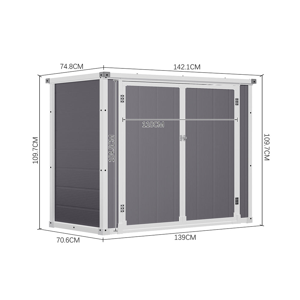 Lockable Plastic Storage Box With Door & Top Lid  Outdoor Plastic Tool Shed